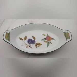 Royal Worcester England Evesham Vale Porcelain Oval Platter w/ Fruit Design